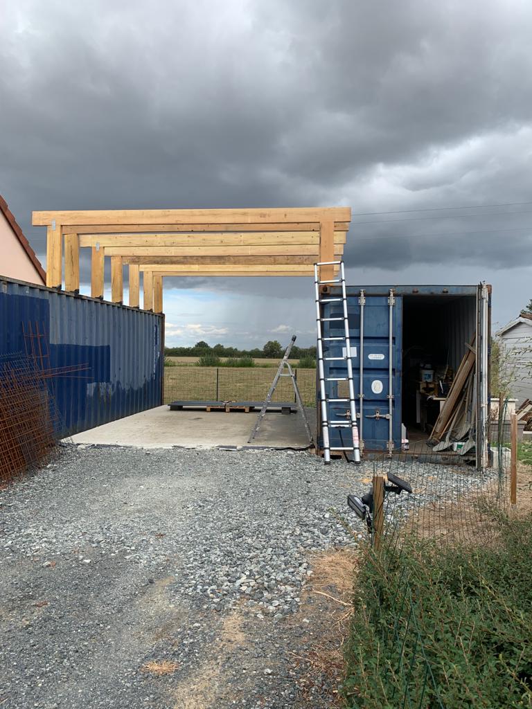 Carport — pose des madriers